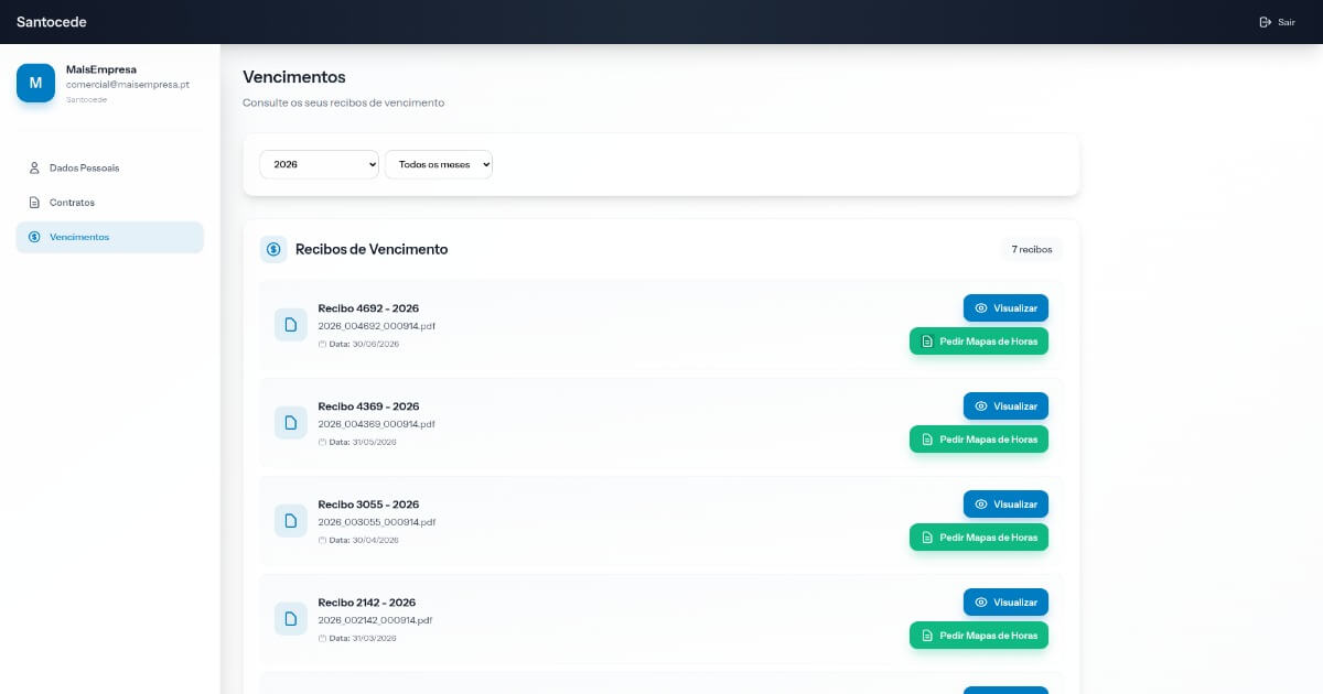 Portal do colaborador — recibos de vencimento