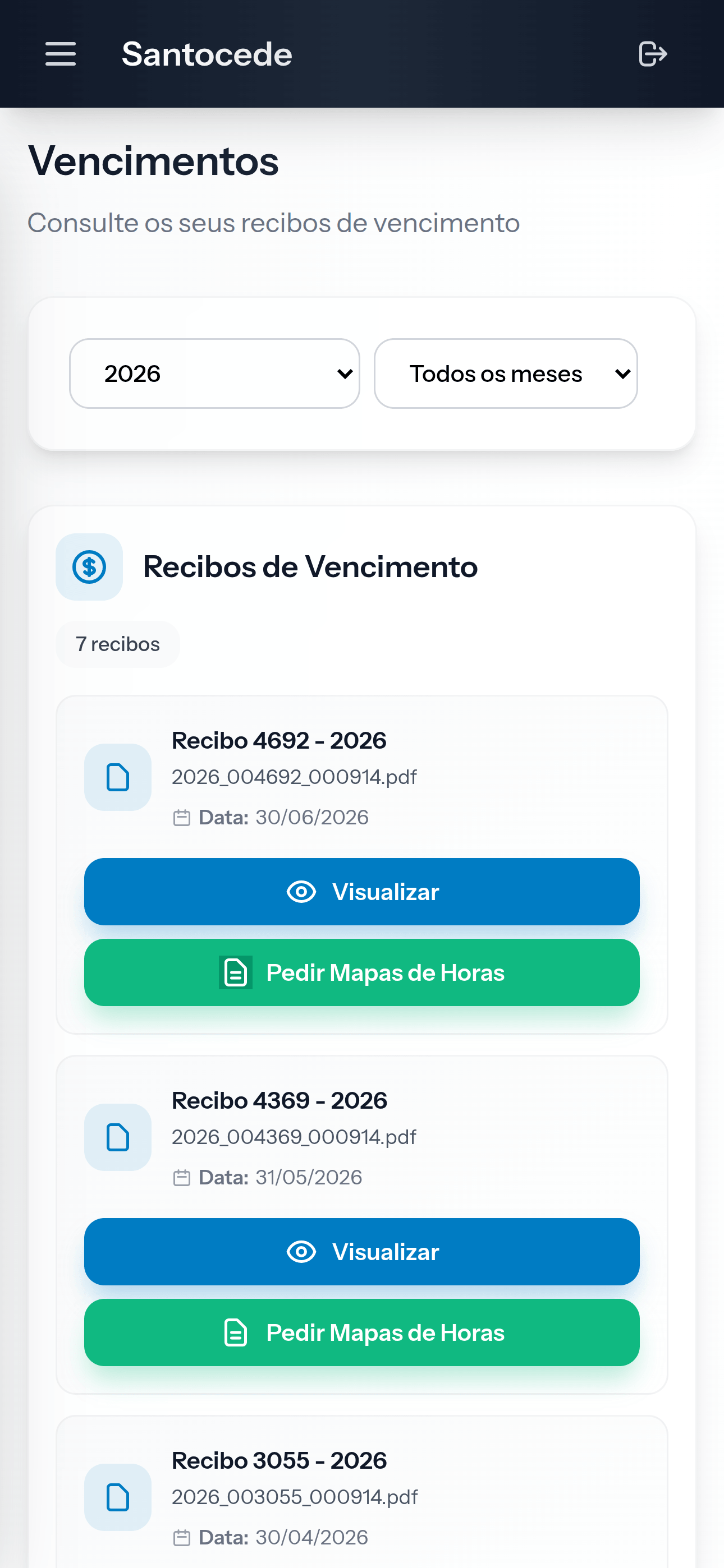 App do portal do colaborador — recibos de vencimento
